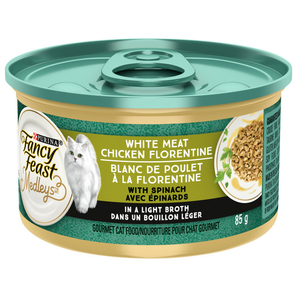 Cat Food & Care Fancy Feast Dishware Medleys White Meat Chicken Florentine in a Light Broth hero