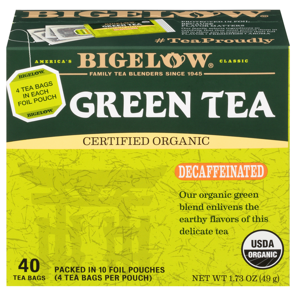 Tea Bigelow Green Tea, Decaffeinated, Organic, Tea Bags hero