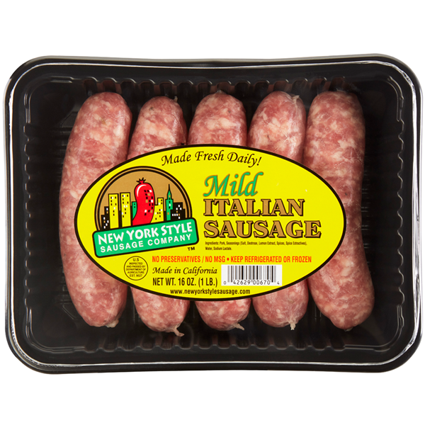 Hot Dogs, Bacon & Sausage New York Sausage Co Mild Italian Links hero