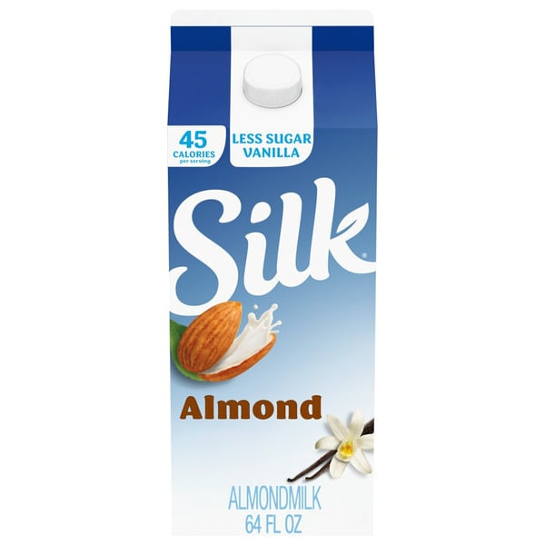 Soy & Lactose-Free Silk Vanilla Less Sugar Almond Milk, Dairy Free, Gluten Free, Soy Free hero