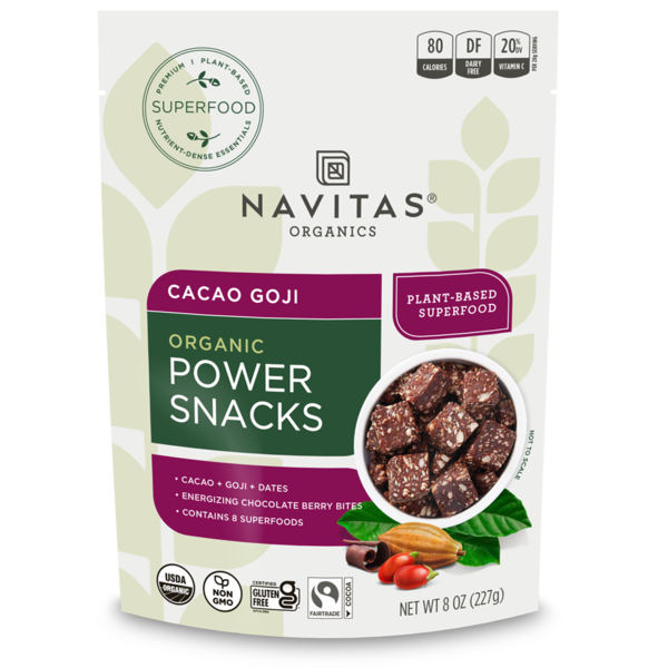 Fruit & Vegetable Snacks Navitas Organics Power Snacks Cacao Goji hero