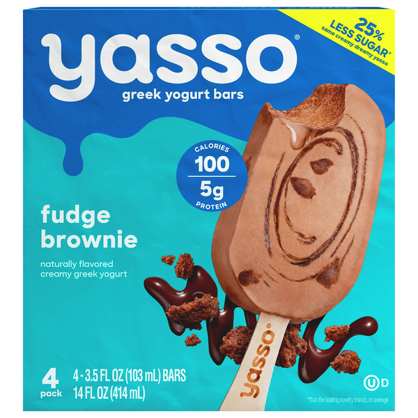 Ice Cream, Frozen Desserts & Ice Yasso Yogurt Bars, Fudge Brownie, Greek hero