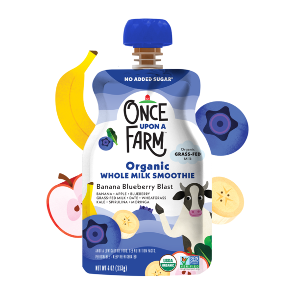 Once Upon a Farm Organic Whole Milk Smoothie, Banana Blueberry Blast hero