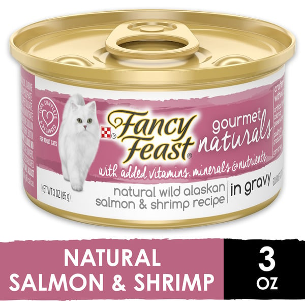 Cat Food & Care Purina Fancy Feast Natural Wet Cat Food, Gourmet Naturals Wild Alaskan Salmon & Shrimp in Gravy hero