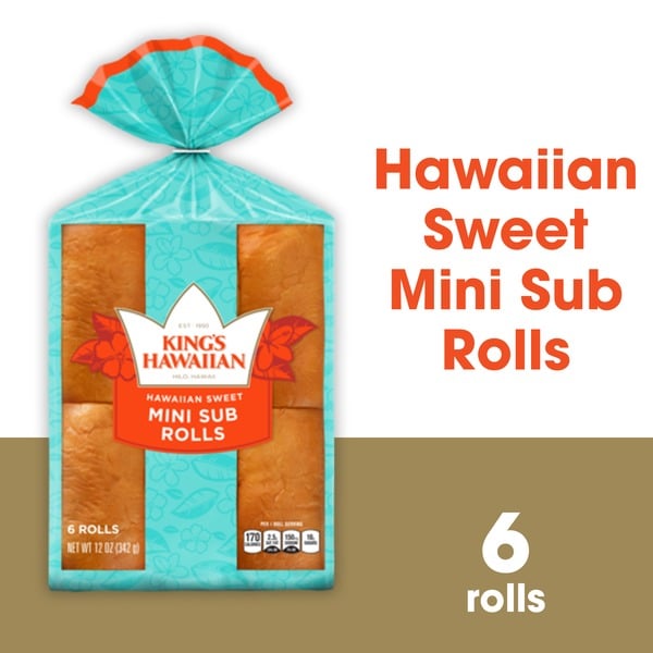 Buns & Rolls King's Hawaiian Original Hawaiian Sweet Mini Sub Rolls 6PK hero