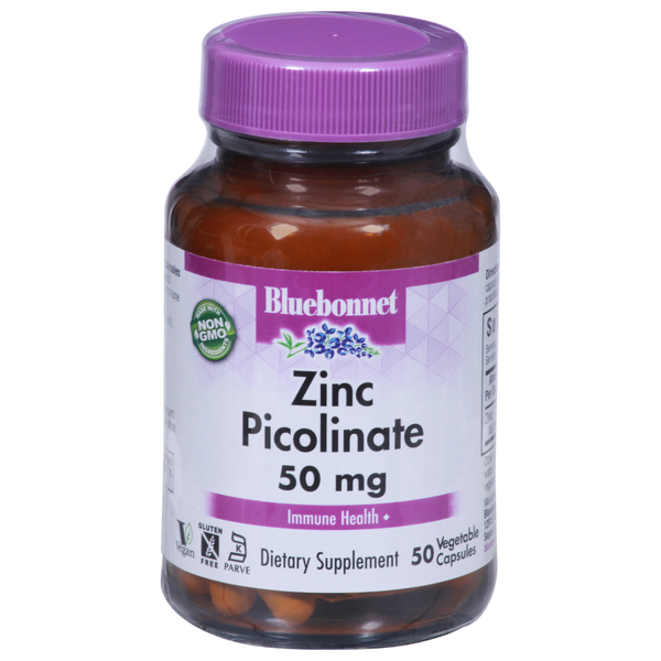 Vitamins & Minerals Bluebonnet Zinc Picolinate, 50 mg, Vegetable Capsules hero