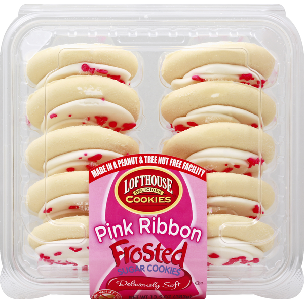 Candy & Chocolate Lofthouse Sugar Cookies, Frosted, Pink Ribbon hero