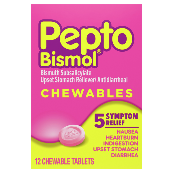 First Aid Pepto-Bismol Chewable Tablets Fast Relief, Original Flavor hero