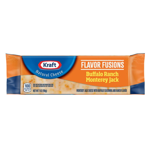 Packaged Cheese Kraft Buffalo Ranch & Monterey Jack Fusions, Cheese 
Block hero