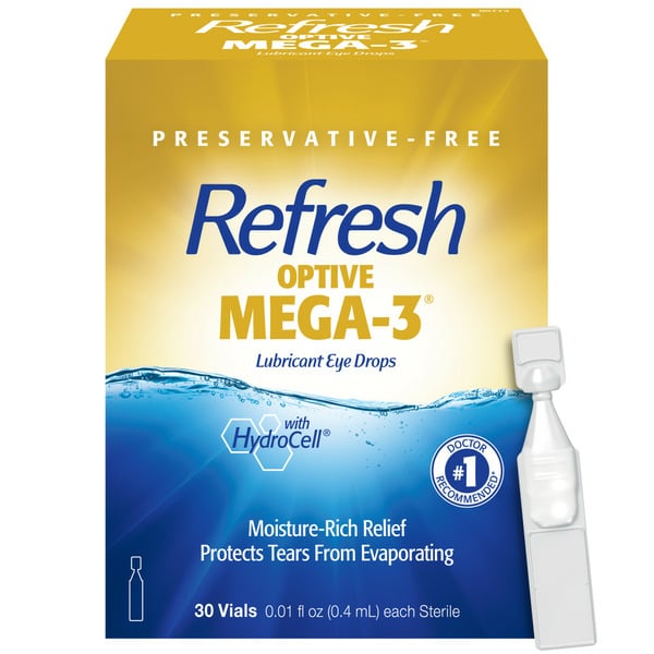 Eye & Ear Care Refresh Optive Mega-3 Lubricant Eye Drops Preservative-Free Artificial Tears hero