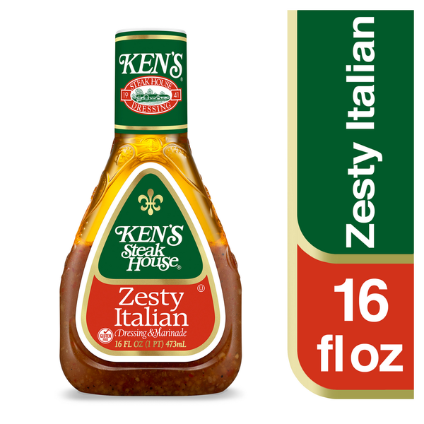 Salad Dressing & Toppings Ken's Steak House Dressing & Marinade, Zesty Italian hero