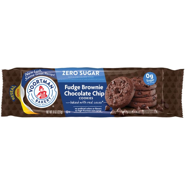 Cookies & Cakes Voortman Bakery Cookies, Zero Sugar, Fudge Brownie Chocolate Chip hero