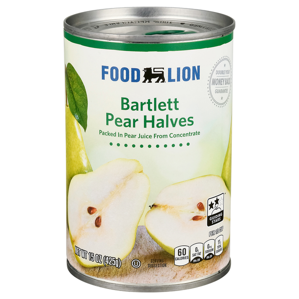 Canned Fruit & Applesauce Food Lion Pear Halves, Bartlett hero