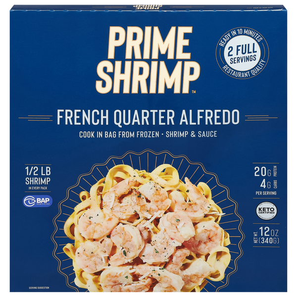 Frozen Meat & Seafood Prime Shrimp French Quarter Alfredo, Shrimp & Sauce hero