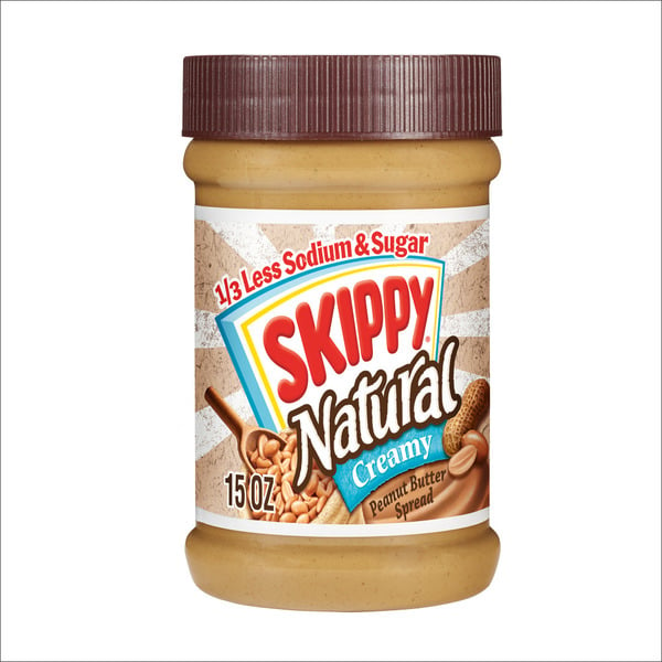 Spreads SKIPPY Creamy Natural 1/3Rd Less Sodium And Sugar Peanut Butter Spread hero