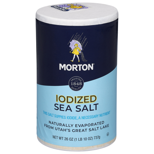 Spices & Seasoning Morton All-Purpose Iodized Sea Salt – Textured Sea Salt for Everyday Cooking and Baking, 26 OZ Canister hero