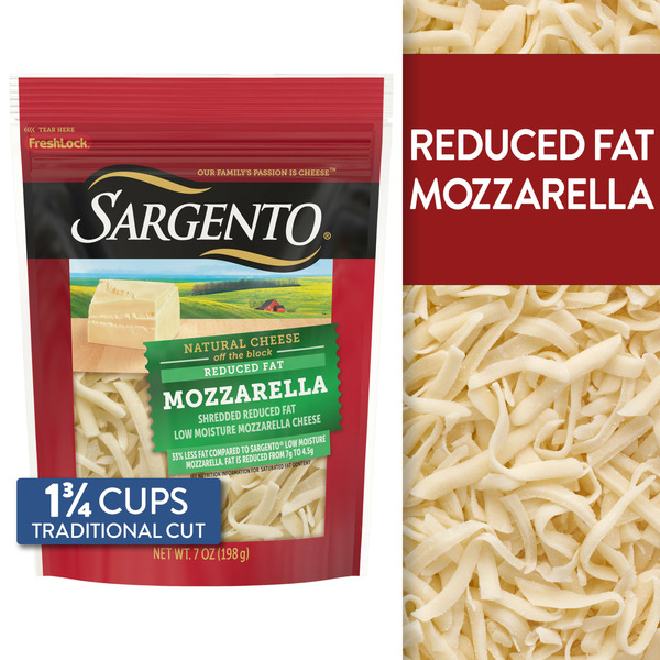 Frozen Meals Sargento Off the Block Reduced Fat Mozzarella Traditional Cut Shredded Cheese hero