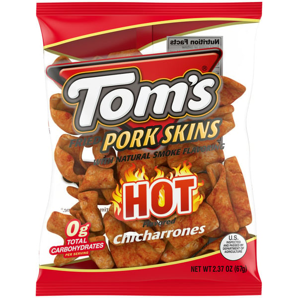 Chips & Pretzels Tom's Hot Chicharrones Flavored Pork Skins hero