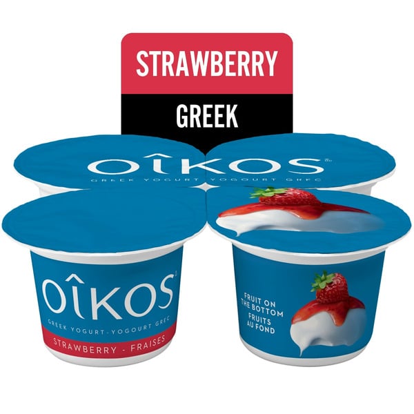 Yogurt Oikos Greek Yogurt, Strawberry Flavour, Fruit On The Bottom, 2% M.F. hero