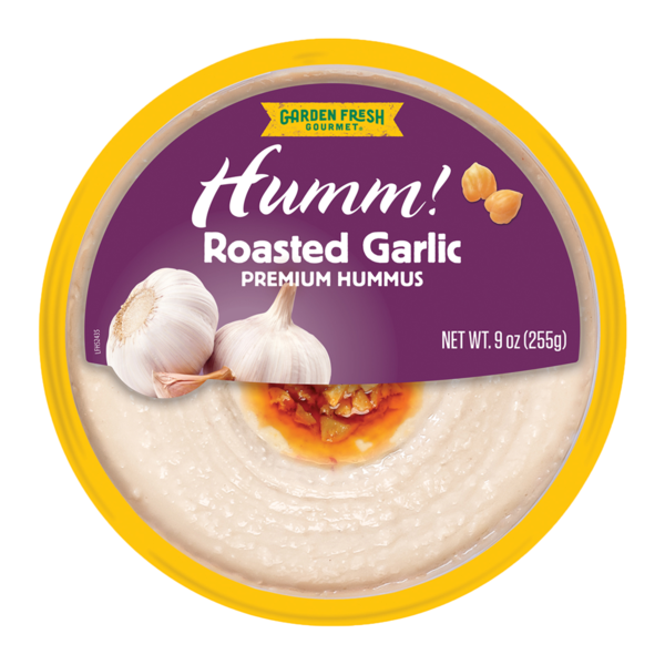 Fresh Dips & Tapenades Garden Fresh Gourmet Humm! Roasted Garlic Premium Hummus hero