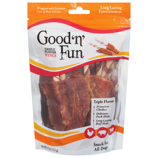 Dog Food & Care Good 'n' Fun Snacks for All Dogs, Triple Flavor, Wings hero