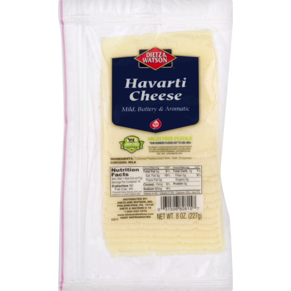 Packaged Cheese Dietz & Watson Havarti Cheese, Pre-Sliced hero