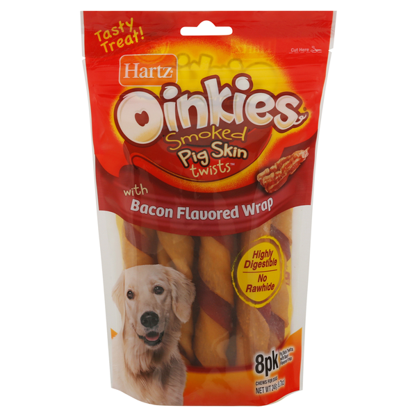 Dog Food & Care Hartz Pig Skin Twists, with Bacon Flavored Wrap, Smoked hero