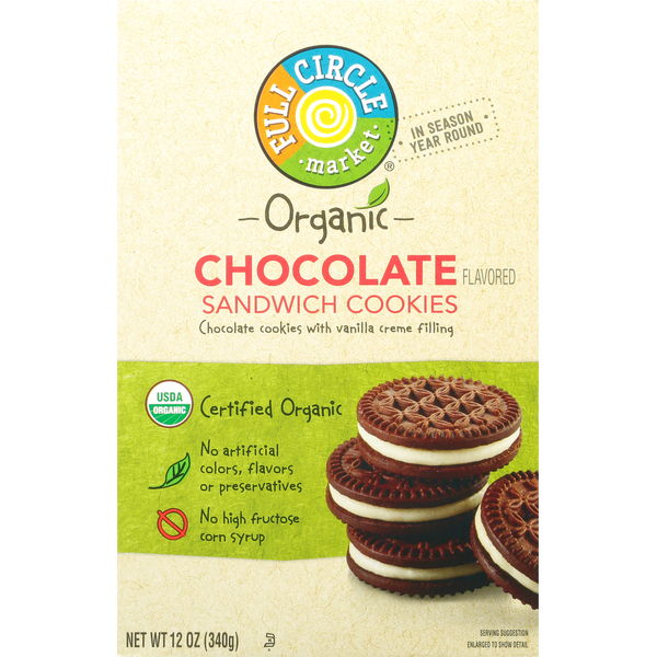 Cookies & Cakes Full Circle Sandwich Cookies, Chocolate Flavored hero