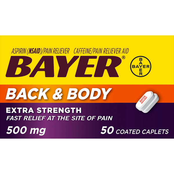 Muscles, Joints & Pain Relief Bayer Back & Body, Extra Strength, 500 mg, Coated Caplets hero