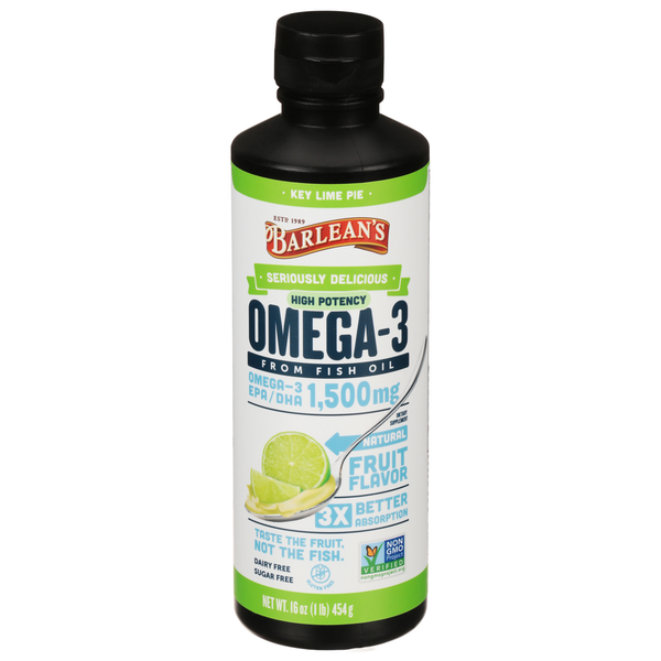 Vitamins & Supplements Barlean's Omega-3, High Potency, Key Lime Pie hero