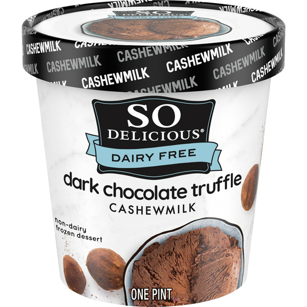 Ice Cream & Ice So Delicious Dairy Free Cashew Milk Frozen Dessert, Dark Chocolate Truffle, Vegan hero