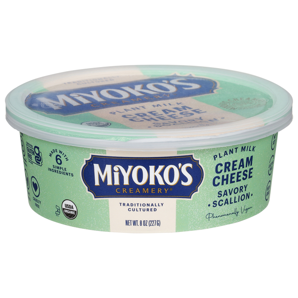 Other Creams & Cheeses Miyoko's Creamery Organic Savory Scallion Plant Milk Cream Cheese hero