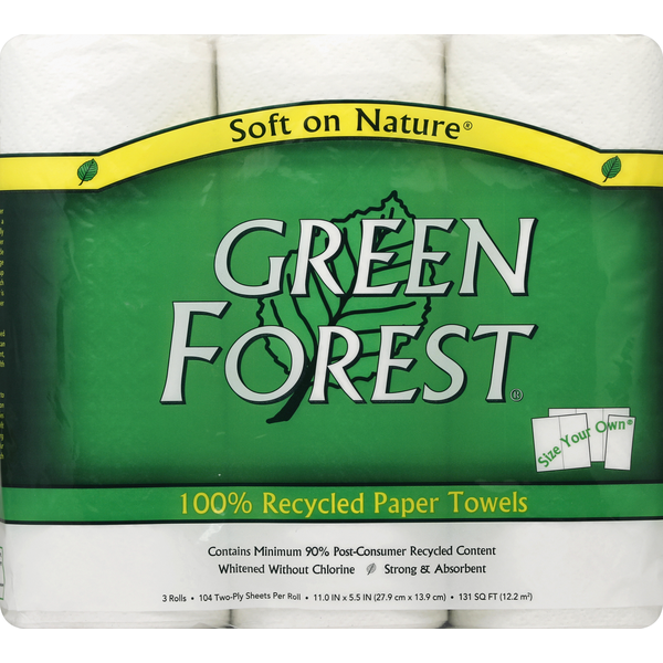 Paper Goods Green Forest Paper Towels, 100% Recycled, Size Your Own, Two-Ply hero