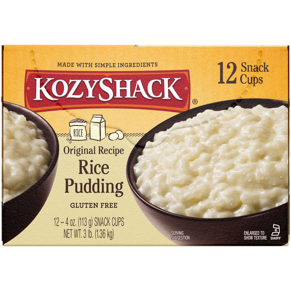 Refrigerated Pudding & Desserts Kozy Shack Original Recipe Dessert Rice Pudding Snack Cups hero