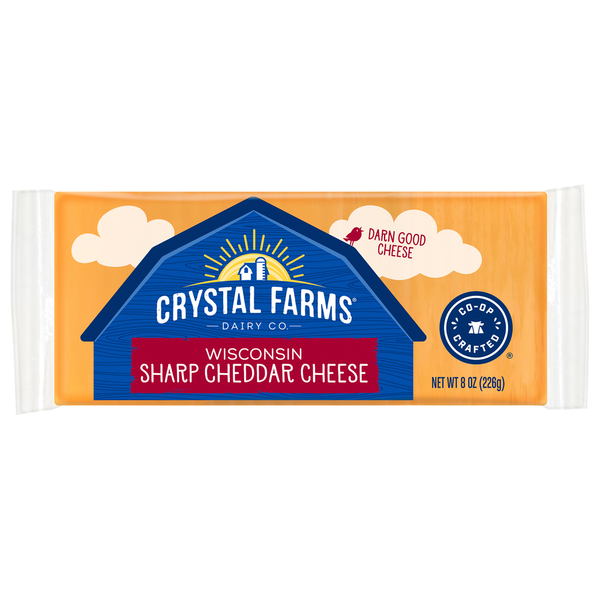 Specialty Cheeses Crystal Farms Cheese, Sharp Cheddar, Wisconsin hero