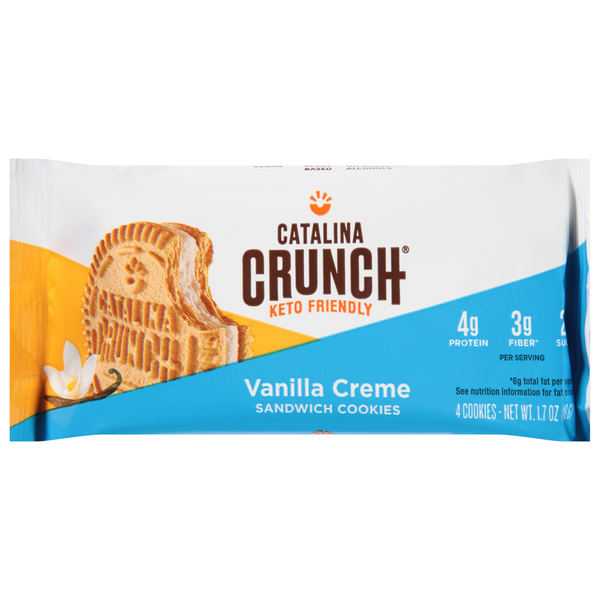 Cookies & Cakes Catalina Crunch Sandwich Cookies, Keto Friendly, Vanilla Creme hero