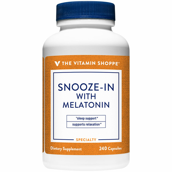 Sleep & Mood Support The Vitamin Shoppe Snooze-In with Melatonin for Sleep & Relaxation (240 Capsules) hero