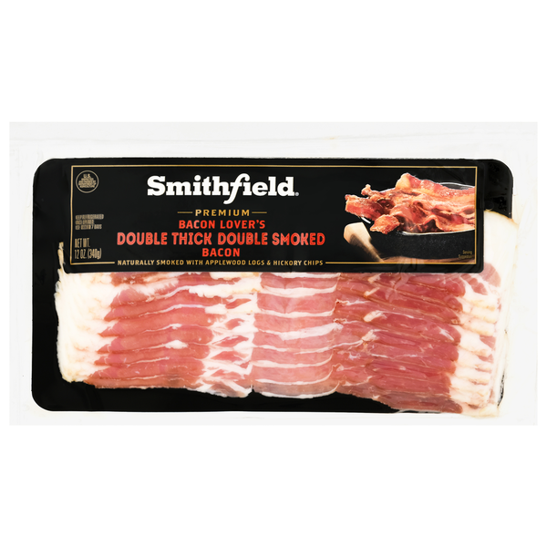 Bacon & Breakfast Meat Smithfield Bacon, Double Smoked, Double Thick, Premium hero