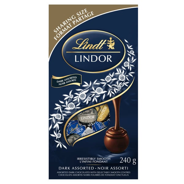 Lindt Assorted Dark Chocolate Truffles Bag, 240g hero