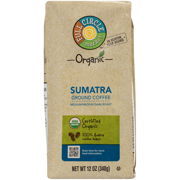 Coffee Full Circle Medium/Medium Dark Roast Sumatra 100% Arabica Ground Coffee hero