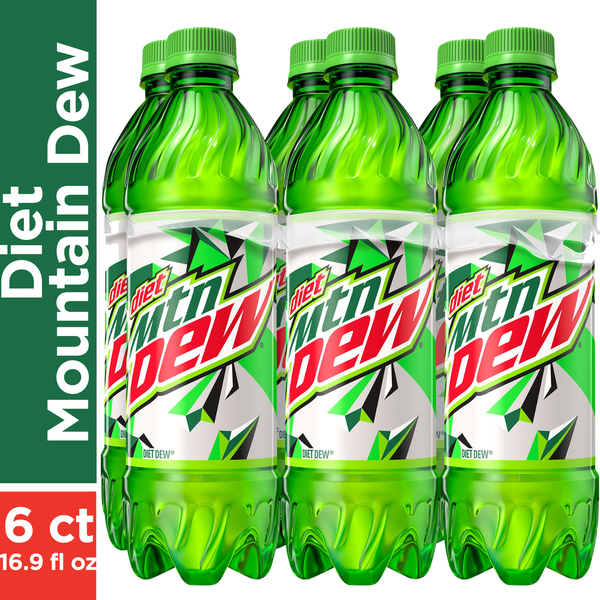 Soft Drinks Mountain Dew Soda, Diet, 6 Pack hero