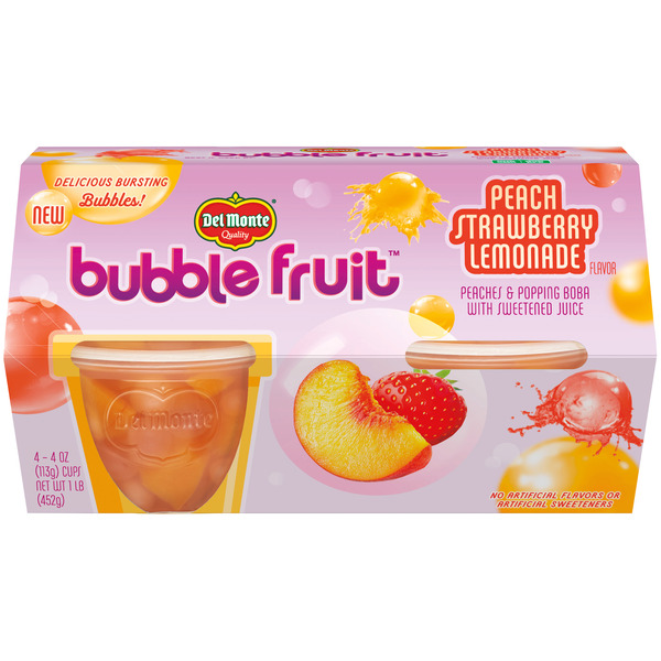 Honeys, Syrups & Nectars Del Monte Bubble Fruit, Peach Strawberry Lemonade hero