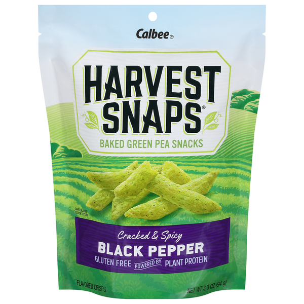 Chips & Pretzels Harvest Snaps Green Pea Snacks, Baked, Black Pepper hero