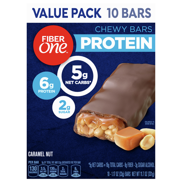 Breakfast Bars & Pastries Fiber One Chewy Bars, Caramel Nut, Value Pack hero