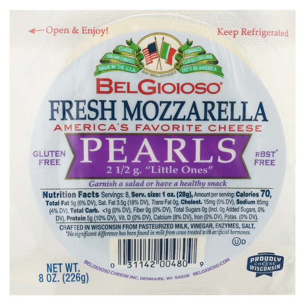 Specialty Cheeses BelGioioso Fresh Mozzarella Cheese, Pearls, Cryo hero