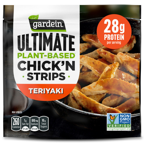 Gardein Ultimate Plant-Based Teriyaki Chick'n Strips, Vegan Food, Frozen Food hero