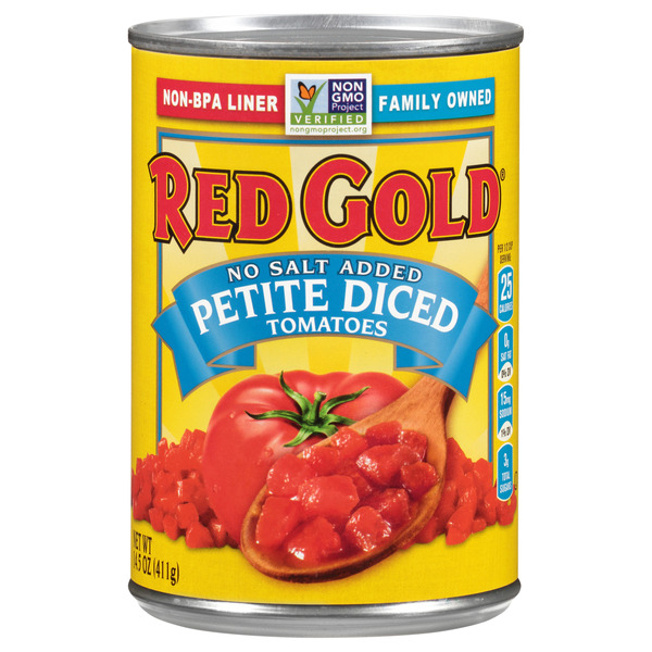 Canned & Jarred Vegetables Red Gold No Salt Added Petite Diced Tomatoes hero