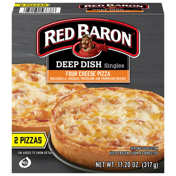 Frozen Meals Red Baron Four Cheese Deep Dish Personal Frozen Pizza hero