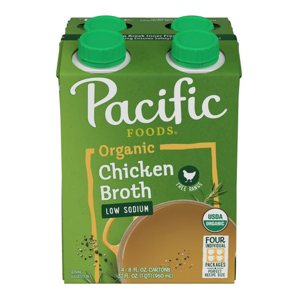 Soup, Broth & Bouillon Pacific Foods Low Sodium Organic Free Range Chicken Broth hero