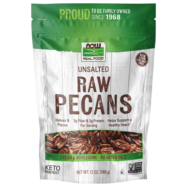 Nuts, Seeds & Dried Fruit NOW Pecans, Raw & Unsalted hero